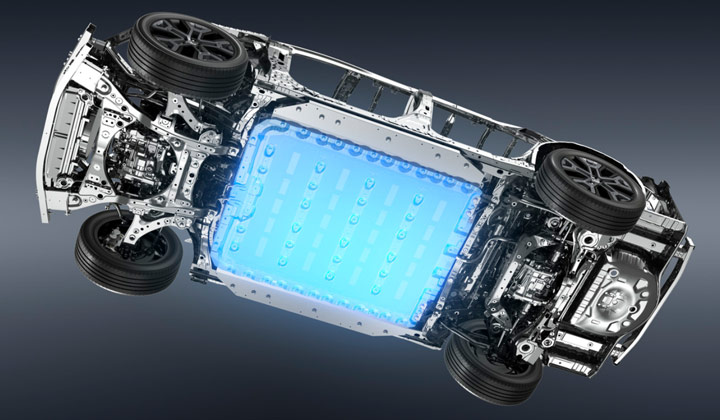 Uložení akumulátoru v podlaze Subaru E-Outback