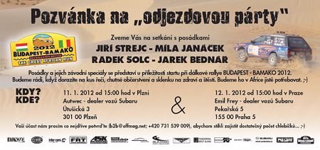 Středa 11.1.2012 "Odjezdovou párty" Budapešť-Bamaco + ' ' +  